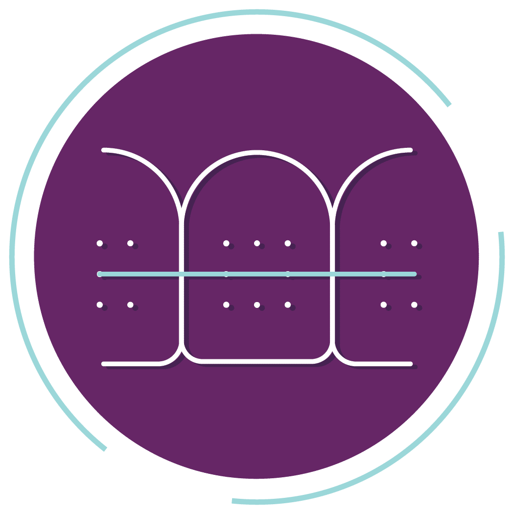 Clear ceramic braces icon representing discreet orthodontic treatment.