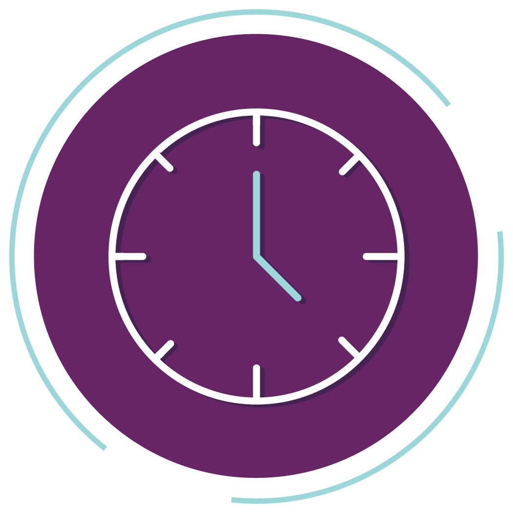 Office hours icon with clock representing orthodontic appointment times.