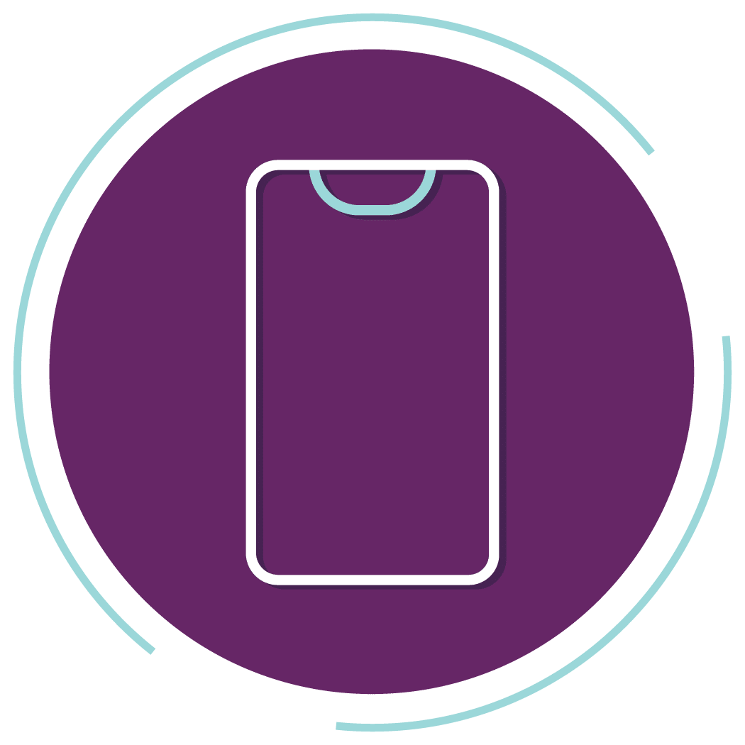 Mobile phone icon representing online scheduling and digital communication.
